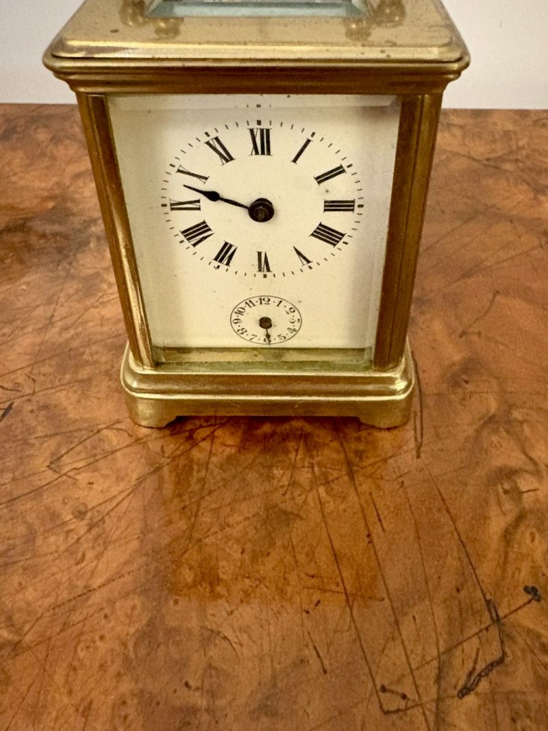 Antique Victorian Miniature Brass Carriage Clock With Alarm - Image 5